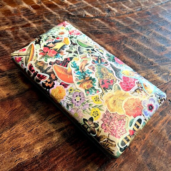 Vintage Travel Jewelry Case With Decoupaged Floral & Botanical Top - Picture 2 of 10
